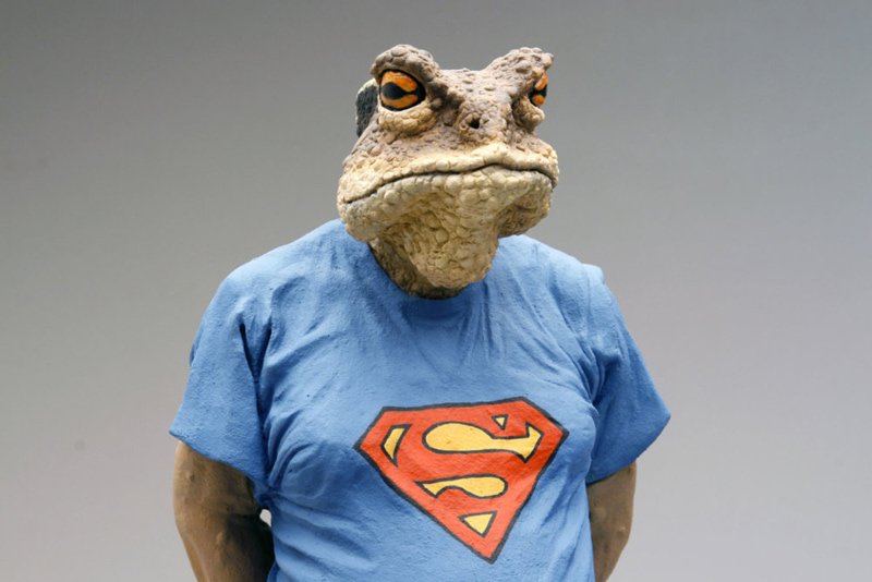 Humanoid toad statue