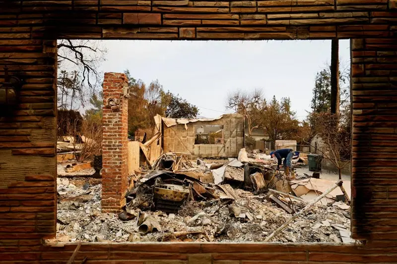 The ruins of Los Angeles houses after the fire; Photo source: Reuters; Photographer: Fred Greaves