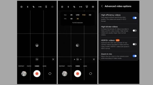 Corol video volume by adjusting the resolution in the camera
