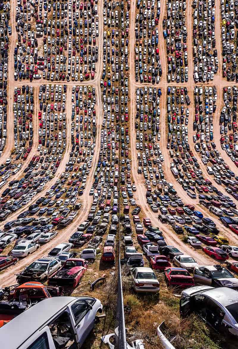 A panoramic photo of the car park