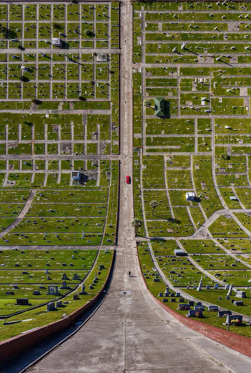 Panoramic photo of a cemetery