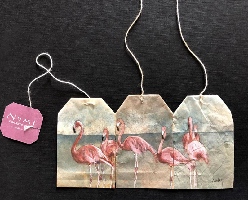 Flamingo paiing on T -Bag