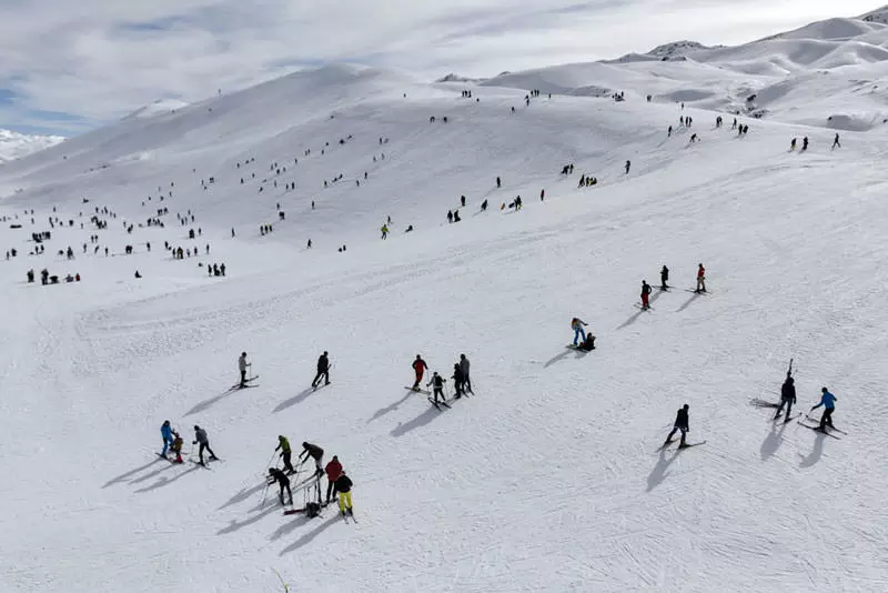 Skiers on the Puladakov ski resort; Photo Source: Google Map. Photographer: Yalda