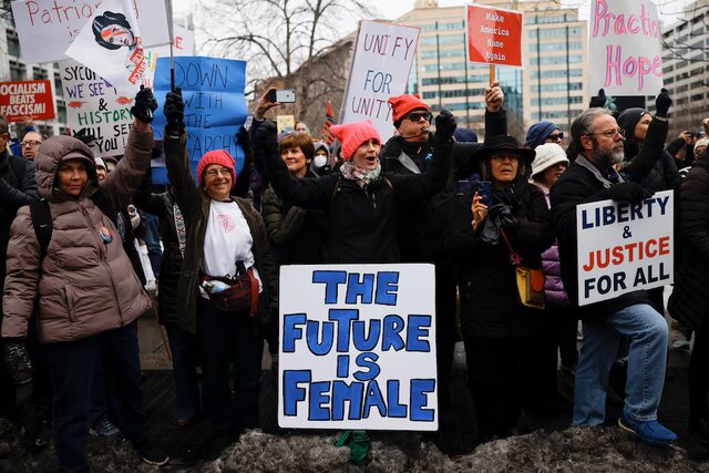 Demonstration of thousands of people against Trump's inauguration