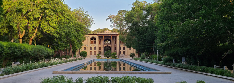 Panoramic image of Hasht Behesht Palace. Photo by Koursa