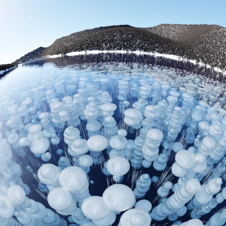 Lake Baikal in autumn and wier