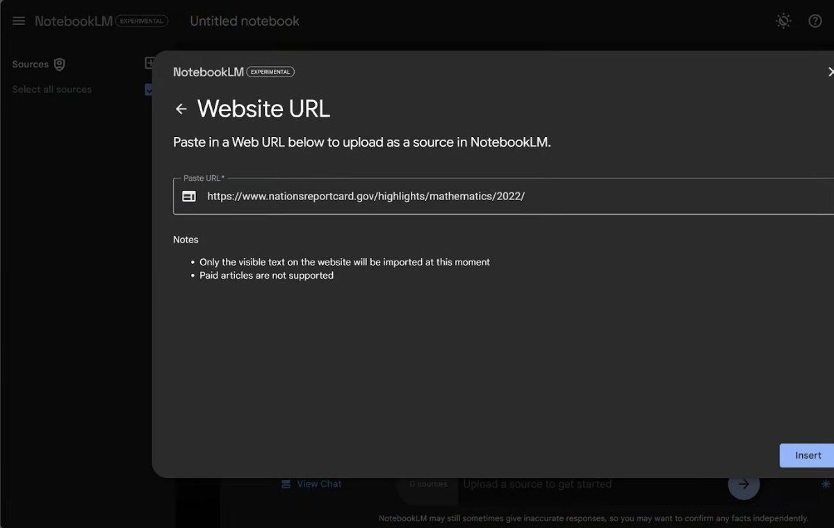 Here, we are adding a new source using the ability to eer the website link to Notebooklm.