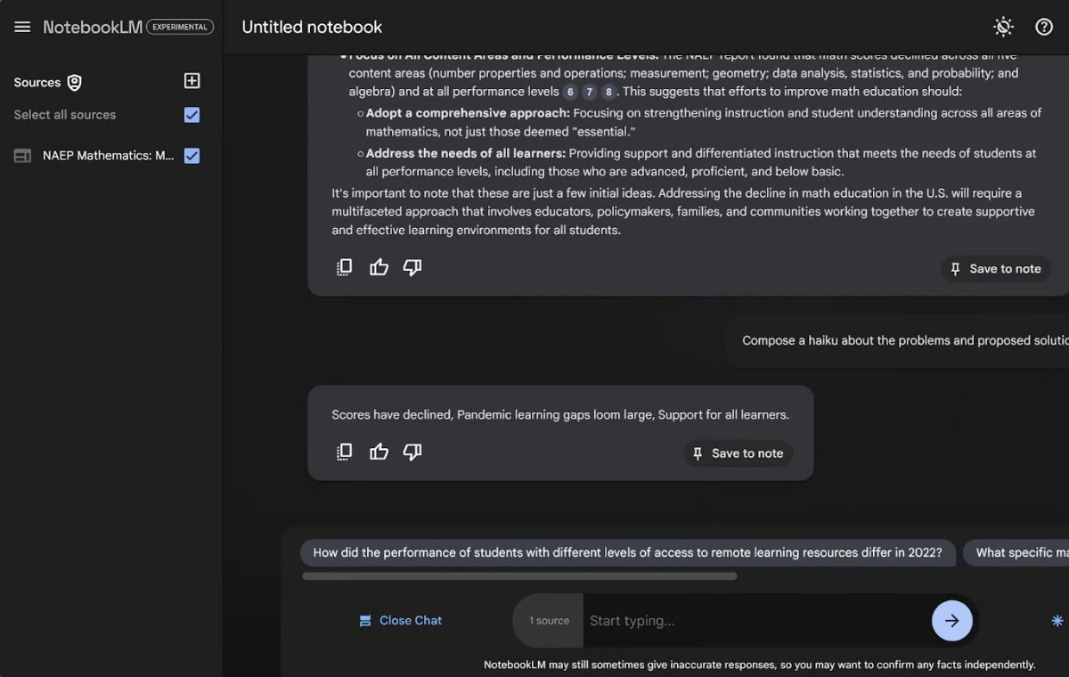 Like other large language models (LLM), Notebooklm can also produce creative materials based on your specific documes.