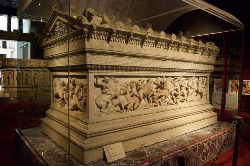 Alexander's coffin at the Istanbul Archaeological Museum; Photo Source: Furman University Scholar Exchange, Photographer: Unknown