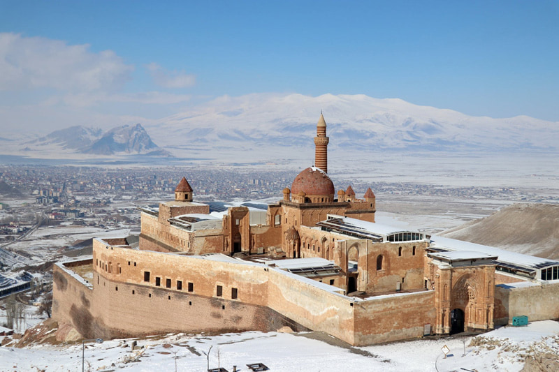 Aerial view of Isaac Pasha's snow palace, one of the most importa Ottoman monumes in Anatolia; Photo Source: Theguardian; Photographer's name: Unknown