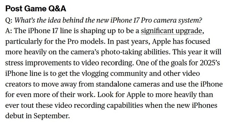 Apple's iPhone 17 Peru Max may have a better video camera