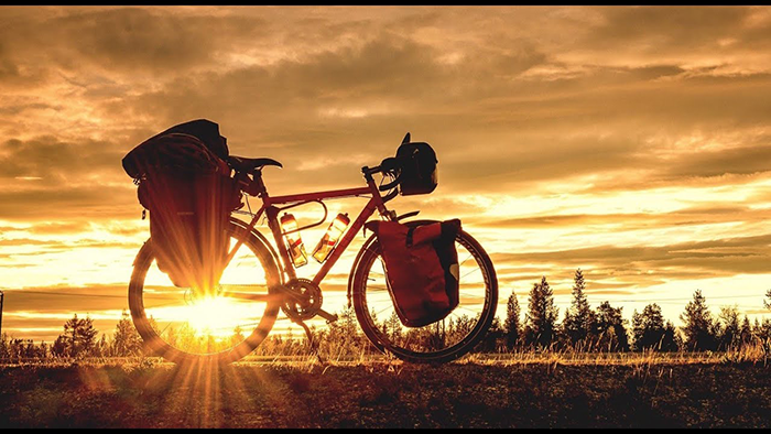 Bike with travel supplies