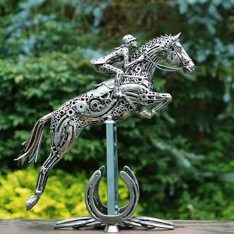 Rider sculpture with recycled materials