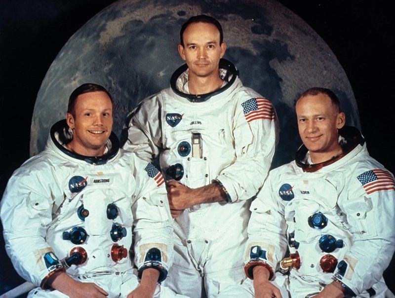Photo by Neil Armstrong, Michael Collins, Was Alderin, Photo Source: Britannica Site, Photographer: Unknown