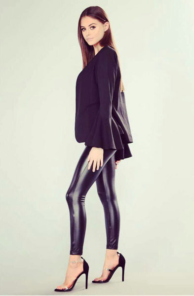 A beautiful model of feminine pas attracted with black