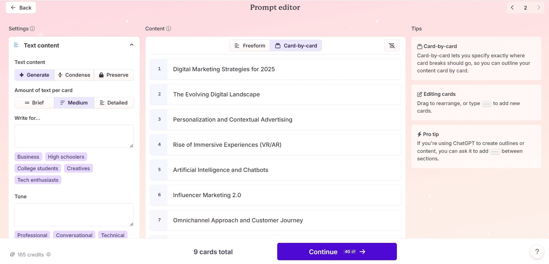Gamma request editor