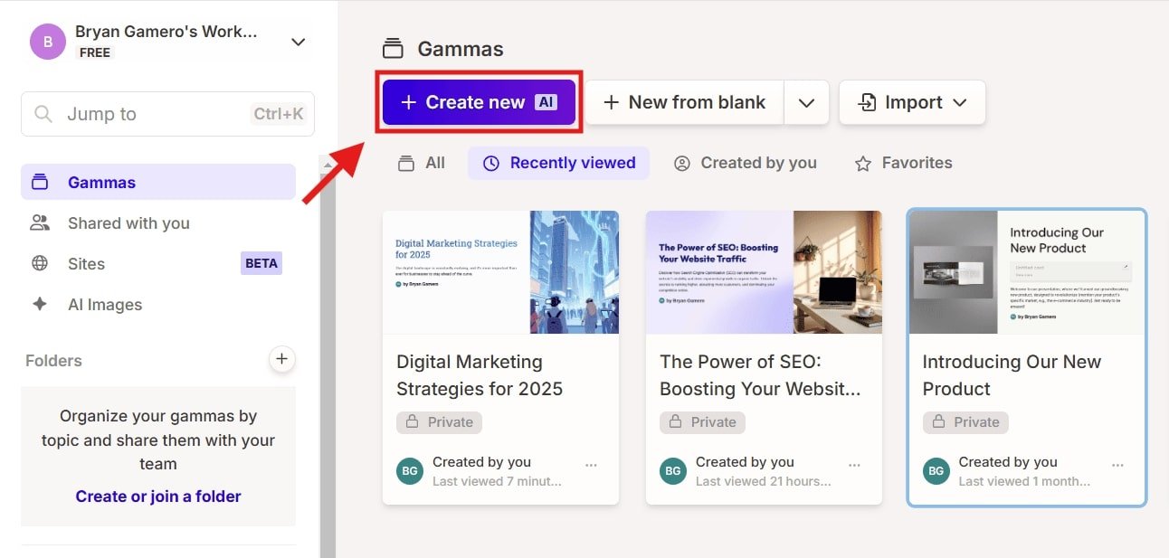 How to use gamma AI to make a preseation