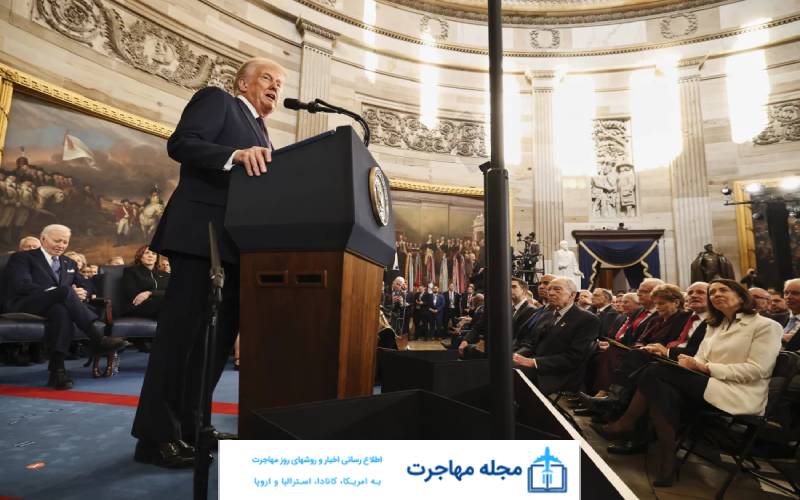 A picture of Trump's inauguration and executive order
