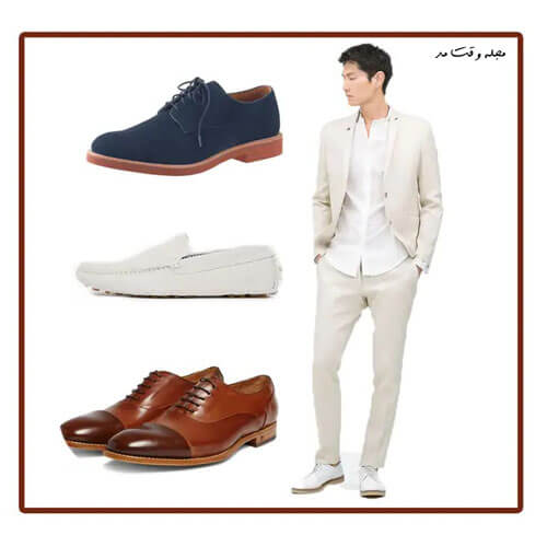 Set shoes with cream and beige suit
