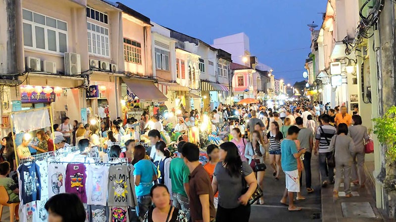 Phuket Walking Street from local Thai markets