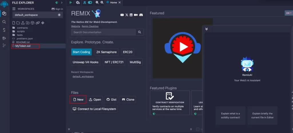 Build a new file in Remix.ide to build an ERC20 token in Ethereum