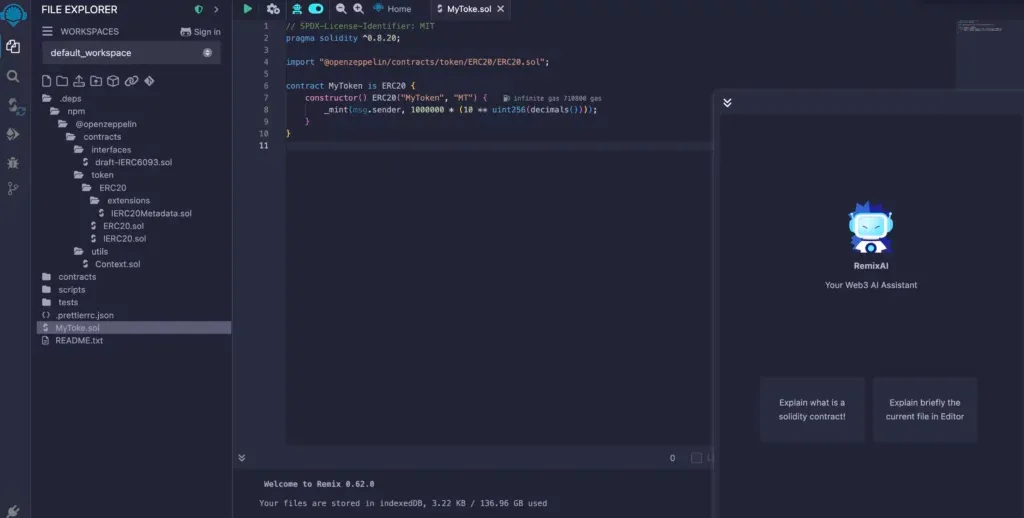 Eer the structure of the openzeppelin code in the Remix.ide script