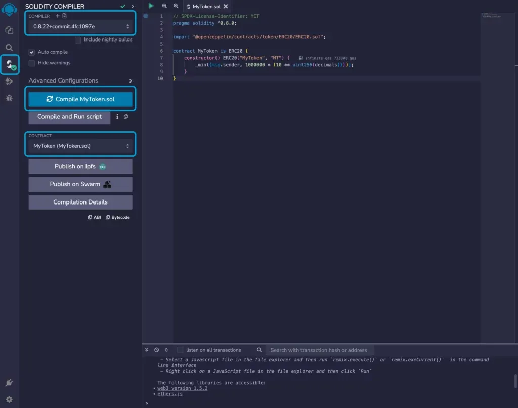 Compilation of an ENC20 ENC20 token