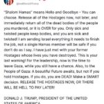 Trump threatened Hamas again