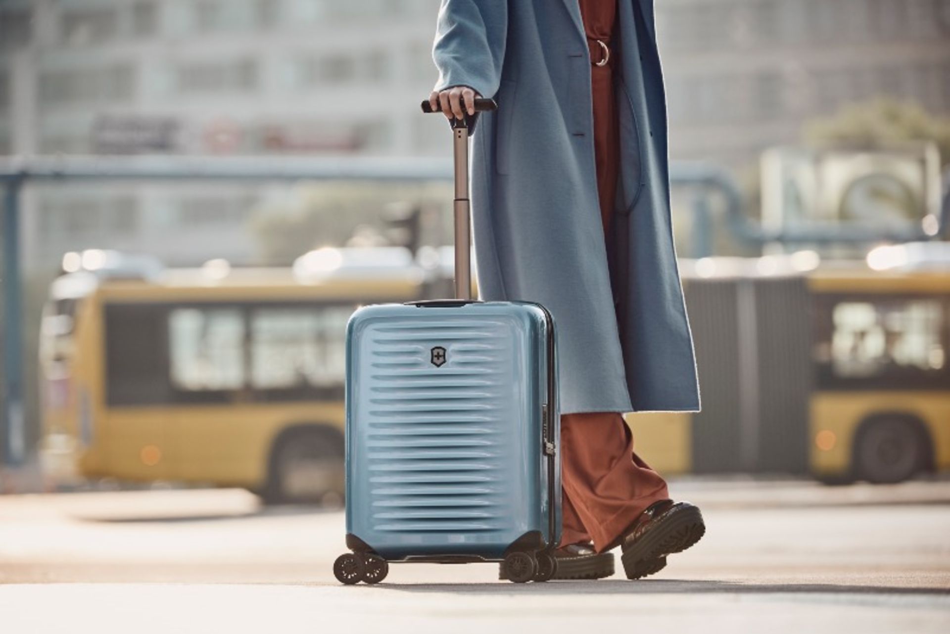 Victorinox brand blue suitcase 