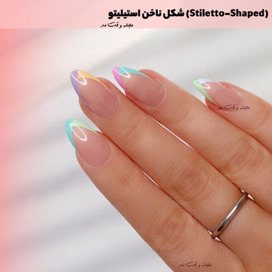The shape of the nail acetylitho (Stiletto-shaped)