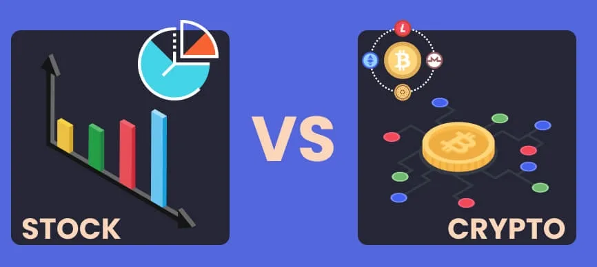 The difference between investme in stock and crypto