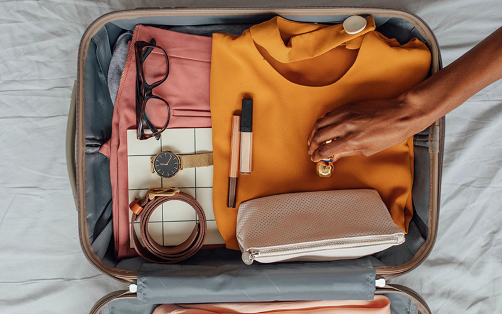 Travel equipme in the suitcase