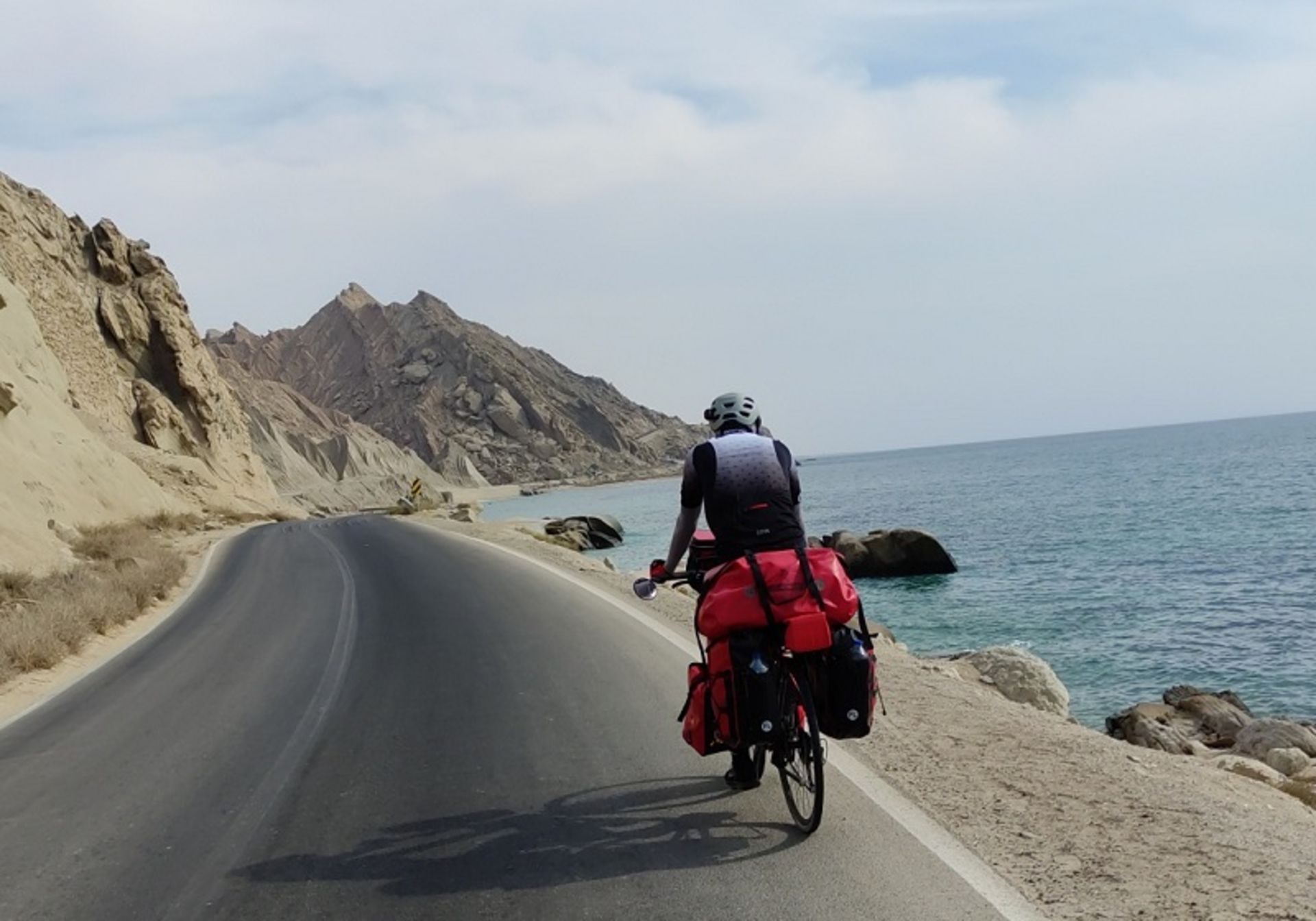 Travel by bicycle on the coastal road