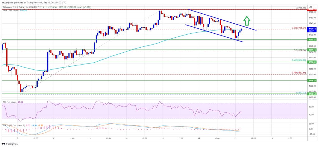 Ascending pattern on the ethereum chart; How much does the price grow?