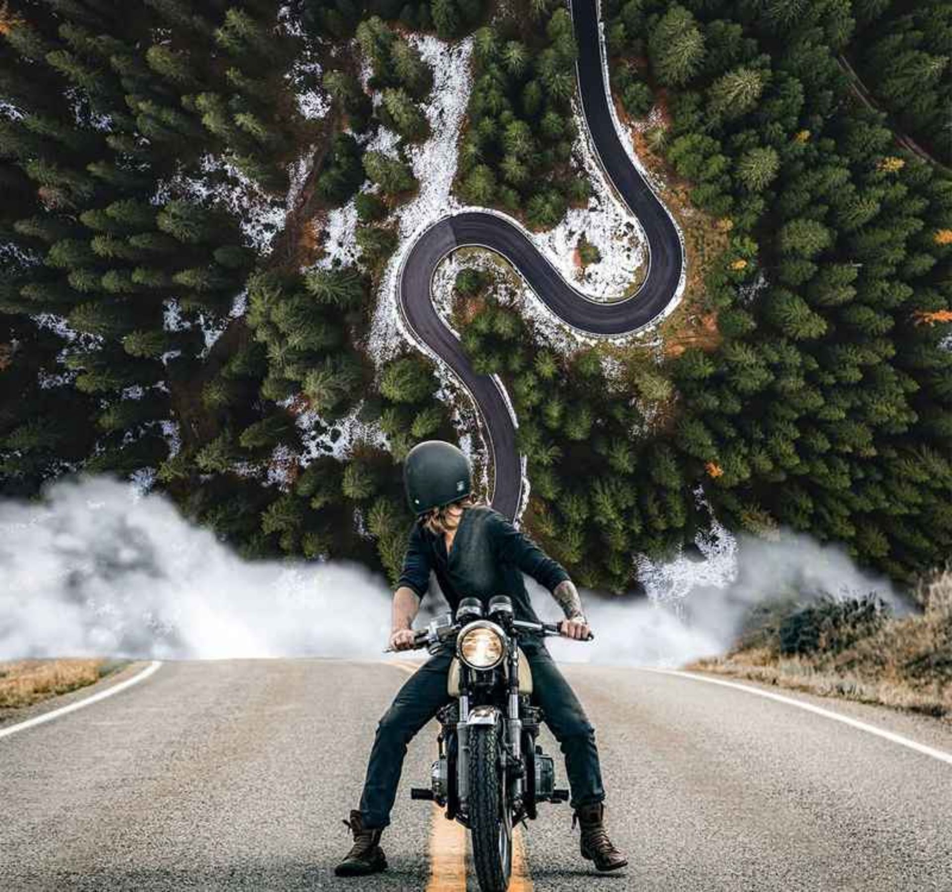 Motorcycling along the mouain road