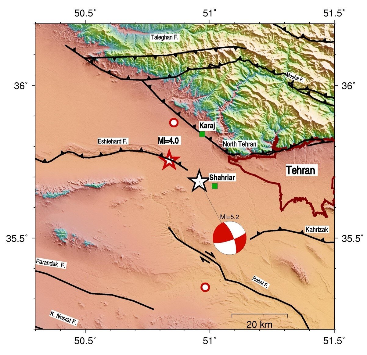 Do we have to wait for the larger earthquake after the Karaj earthquake?