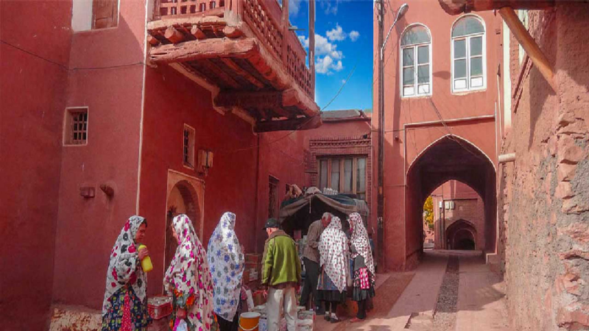 Tourists of Abyaneh Kashan Village