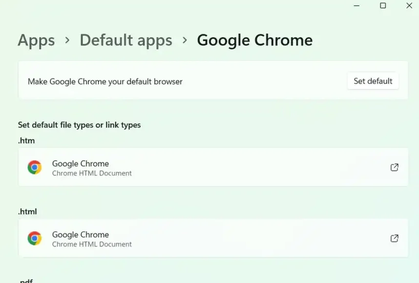 Change of Windows 11 default browser
