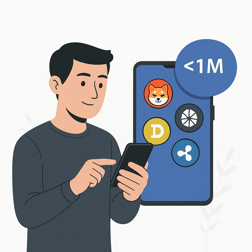 Digital currencies under one million USD