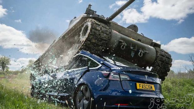 Tesla Model 3 and Tank