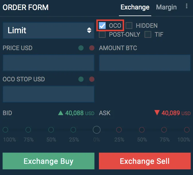   OCO order registration in currency exchange