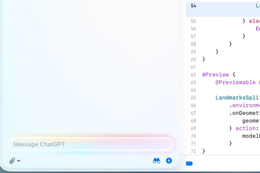 Display Apple's new artificial ielligence tools in xcode environme