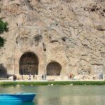 Lake and boat in Taq Bostan Kermanshah