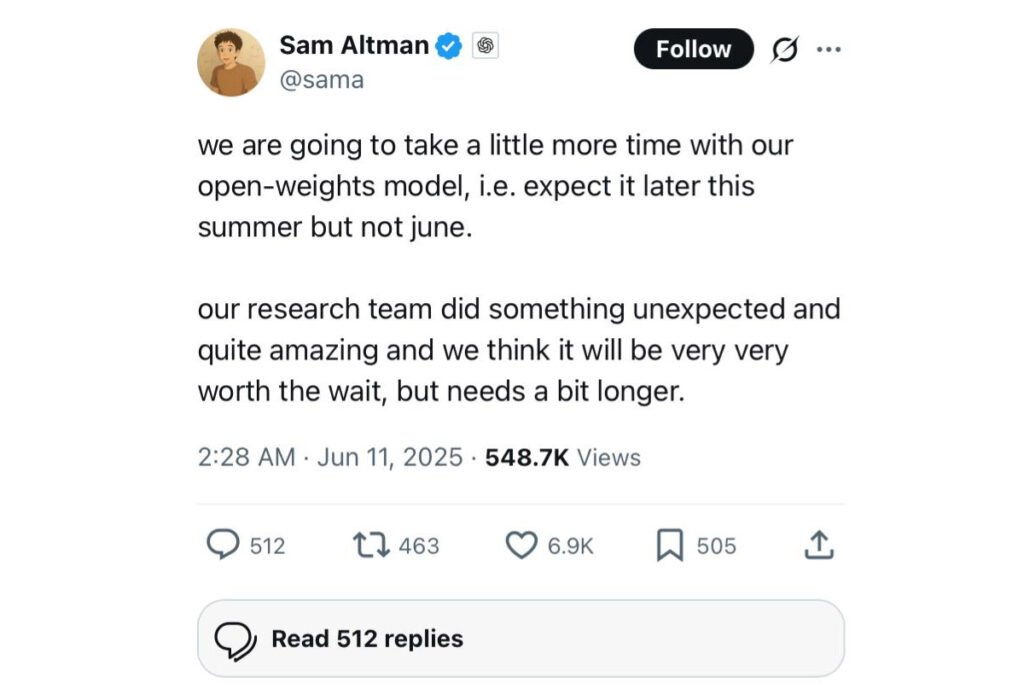 Post Altman's Post on X -Social Network