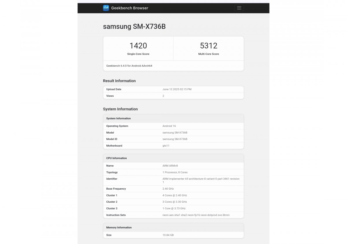 Samsung Galaxy Tab S11 Ultra with a powerful Dimensity 9400+ chipset in Gakebench - Digino