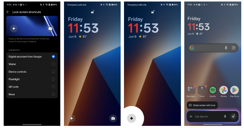 One Plus Gemini Google Vanplus phones have Gemini shortcut on the lock screen - Digino