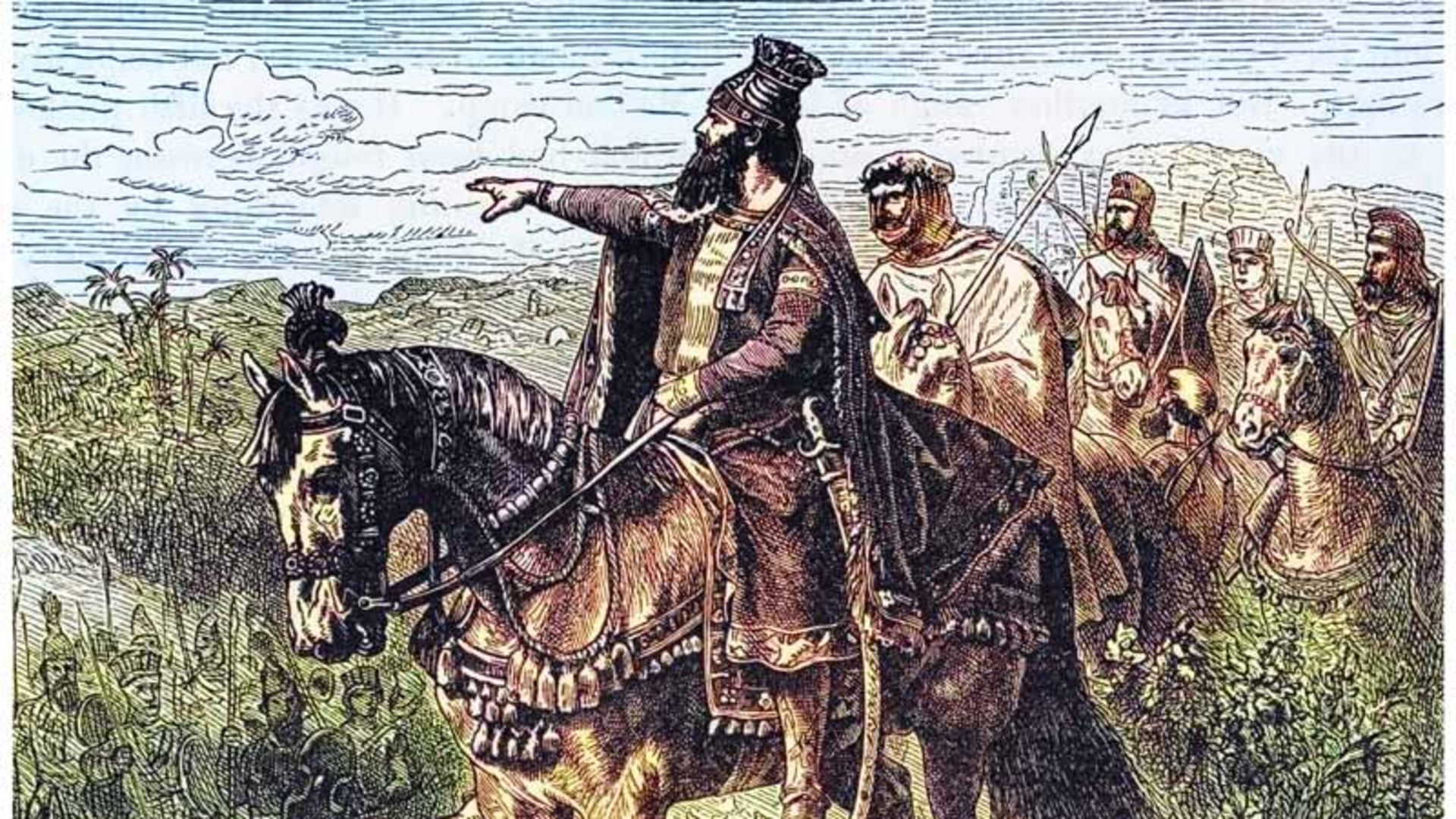 Cyrus the Great on horseback riders in the plain