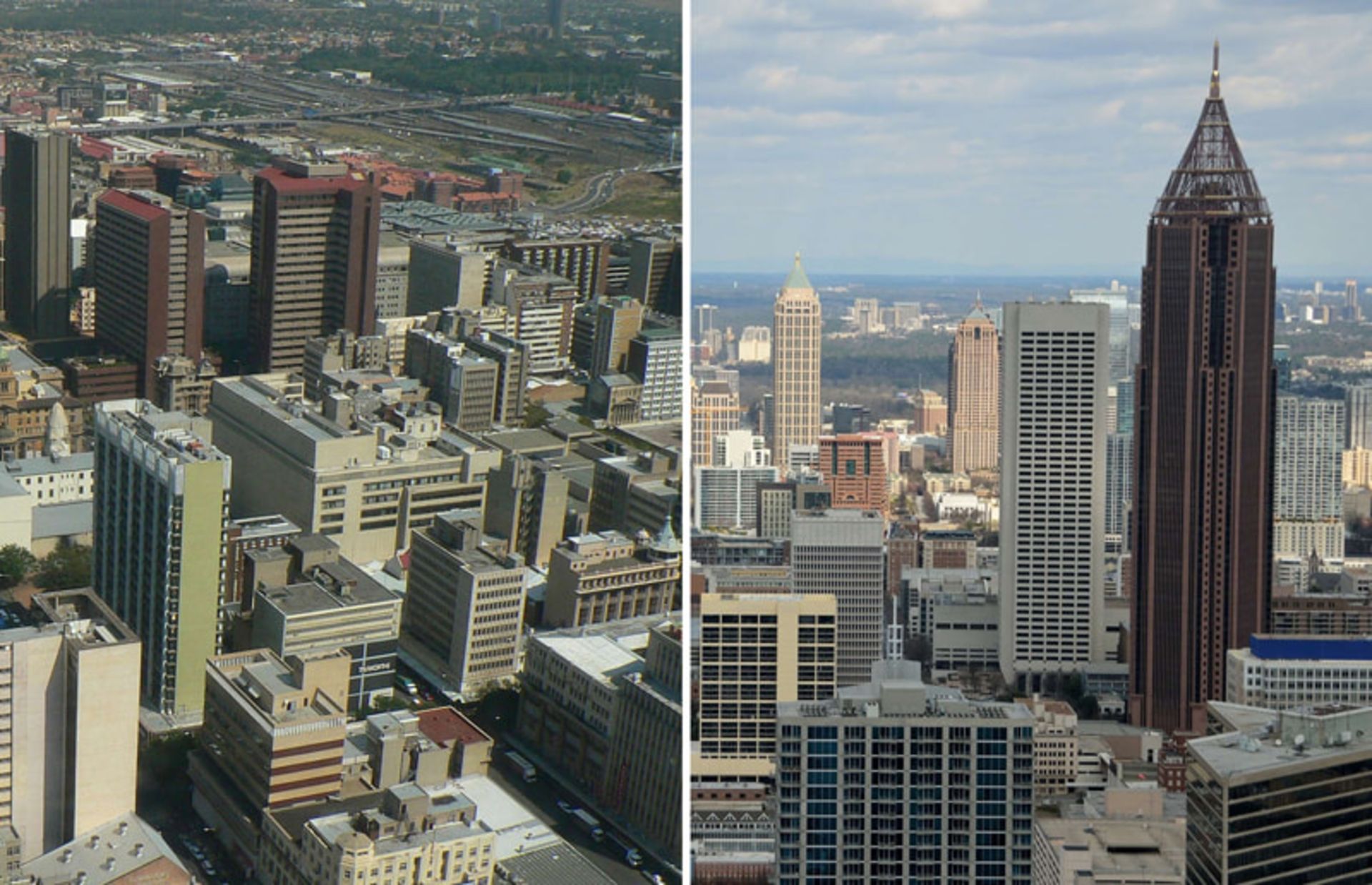 Buildings of two cities of Johannesburg and Atlaa
