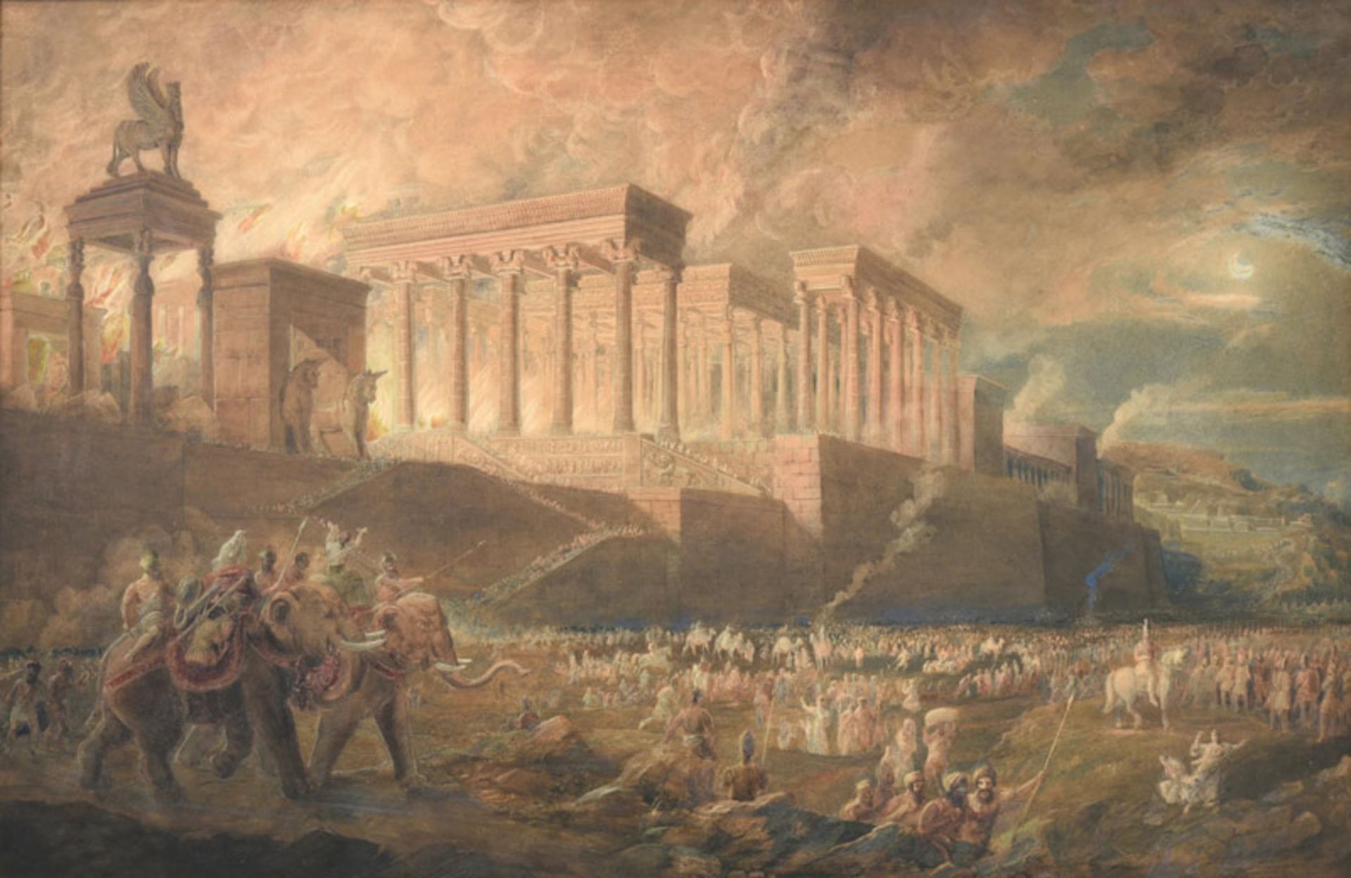 The troops burn by the throne