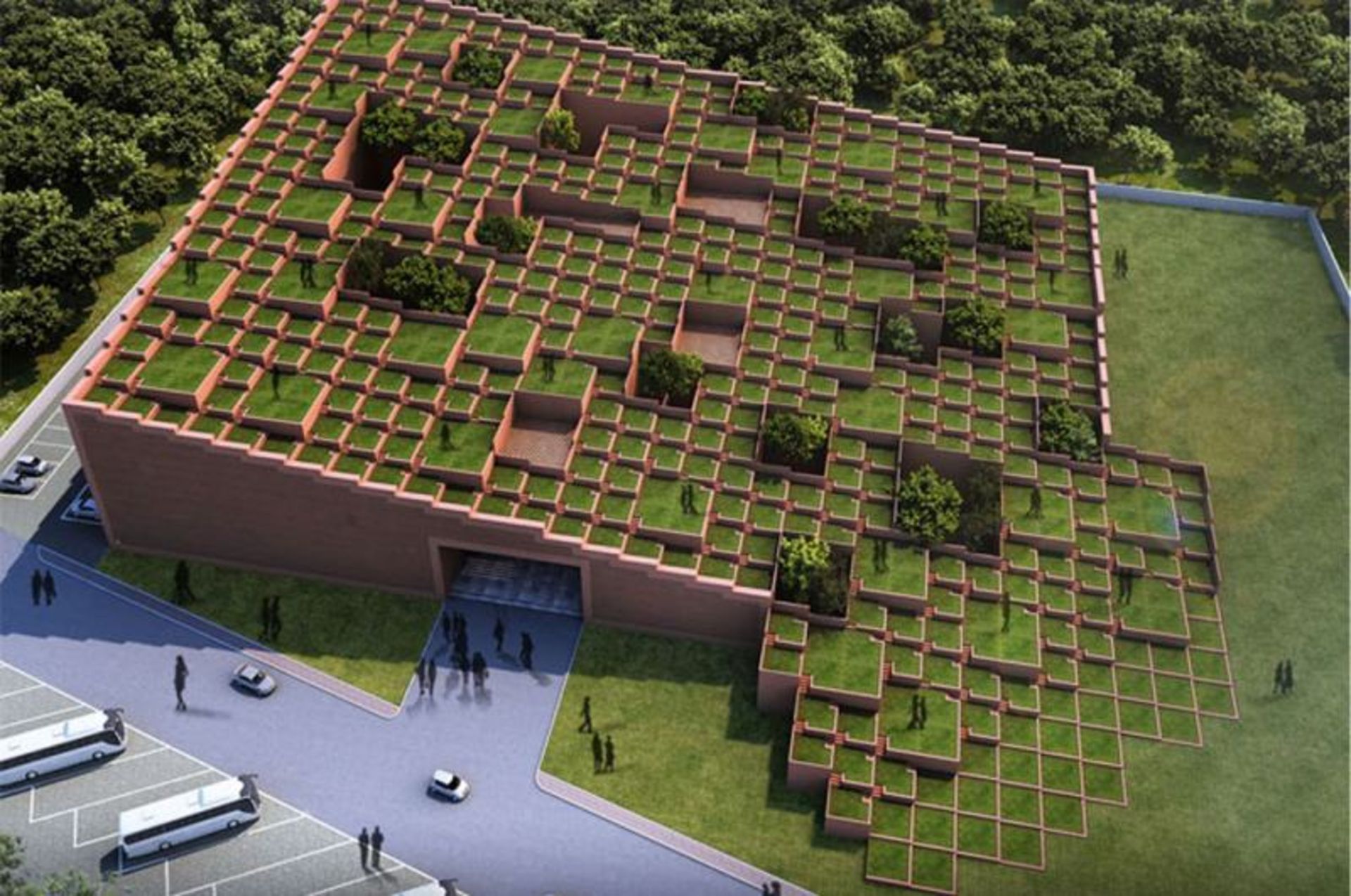 University with green ceiling in India